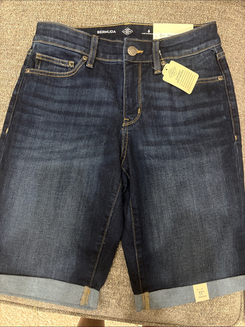St. John's Bay Dark Blue Rolled-Hem Denim Bermuda Shorts